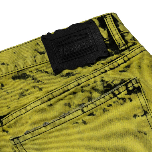 Heavy Acid Wash Wide Leg Short - Sulphur