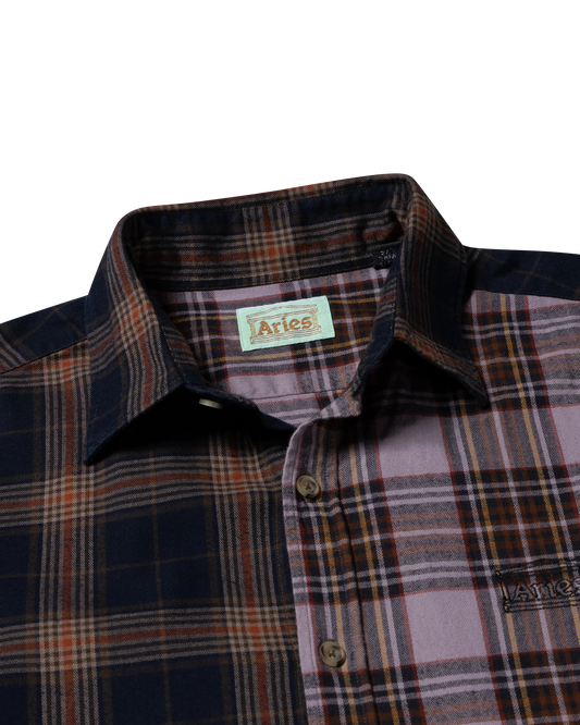 Overdyed Patchwork LS Shirt - Purple