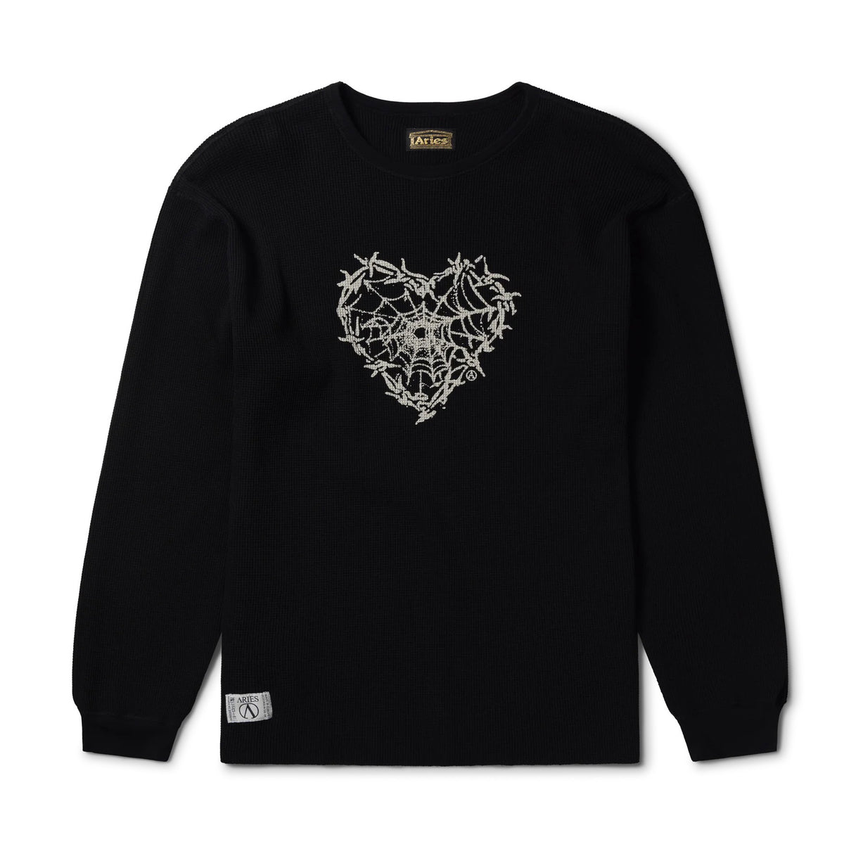 Reversible Barbed Love Temple Waffle LS Tee - Black