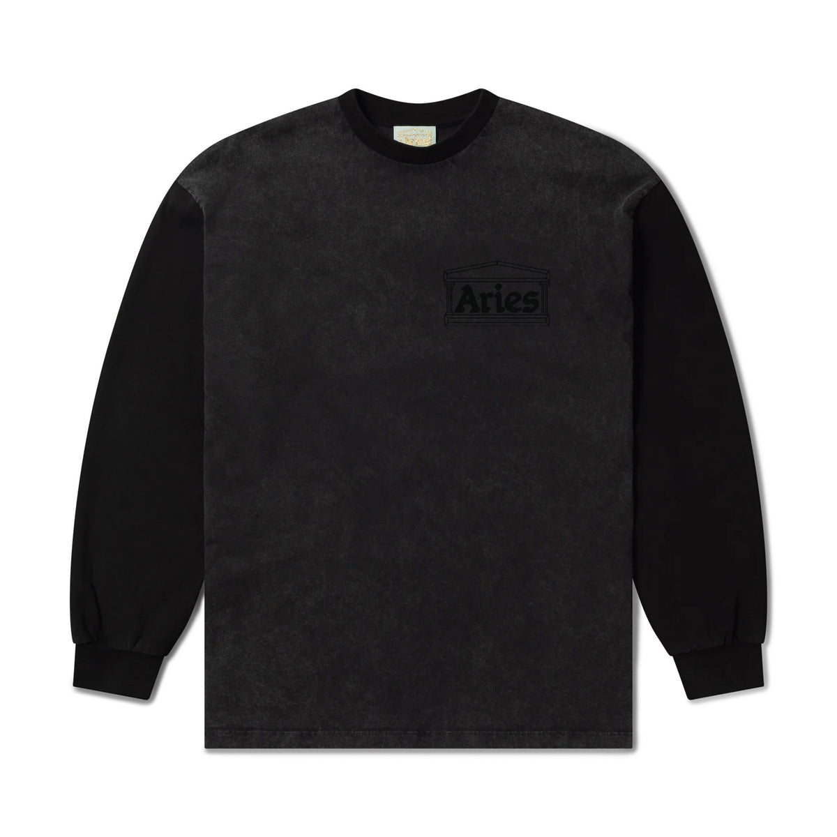 Aged Contrast Temple LS Tee - Black