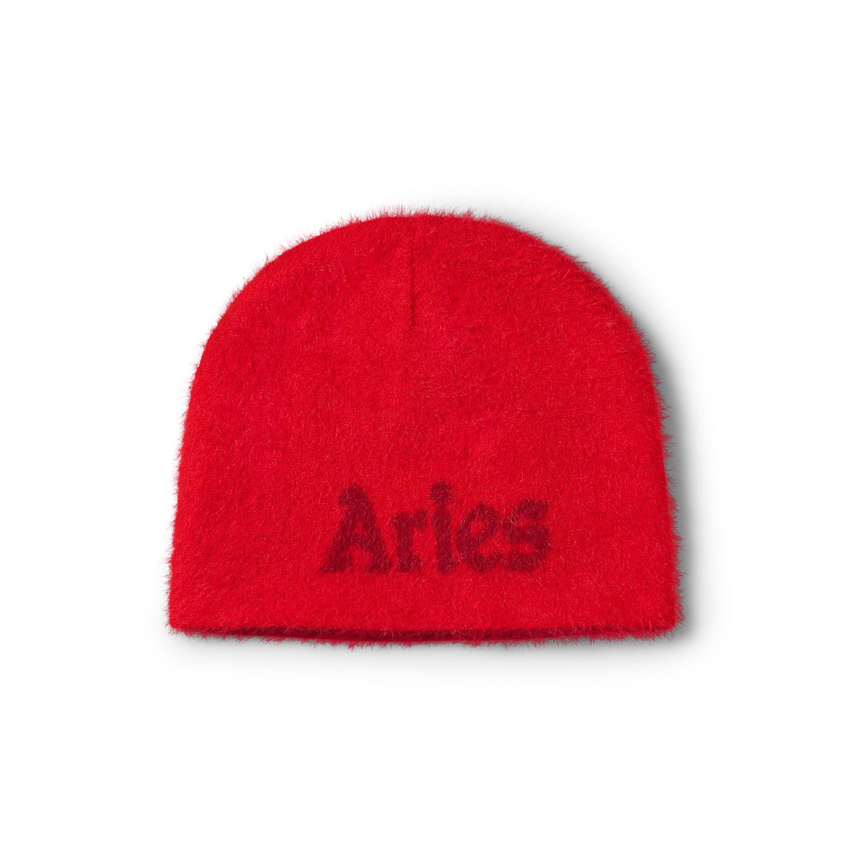 Fluffy Reversible Skull Beanie - Red