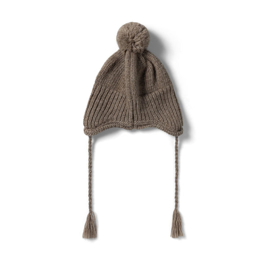 Chunky Knit Pom Pom Beanie - Brown