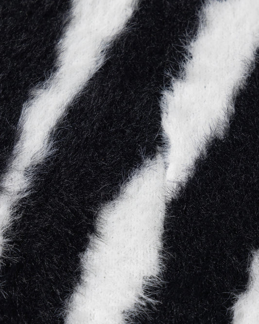 Brushed Zebra Skull Beanie - White