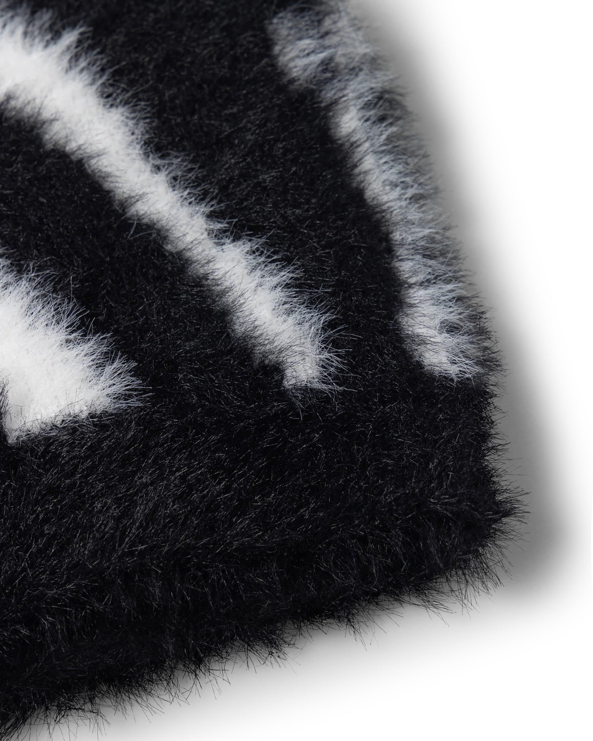 Brushed Zebra Skull Beanie - White
