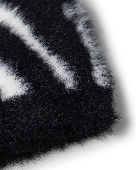 Brushed Zebra Skull Beanie - White