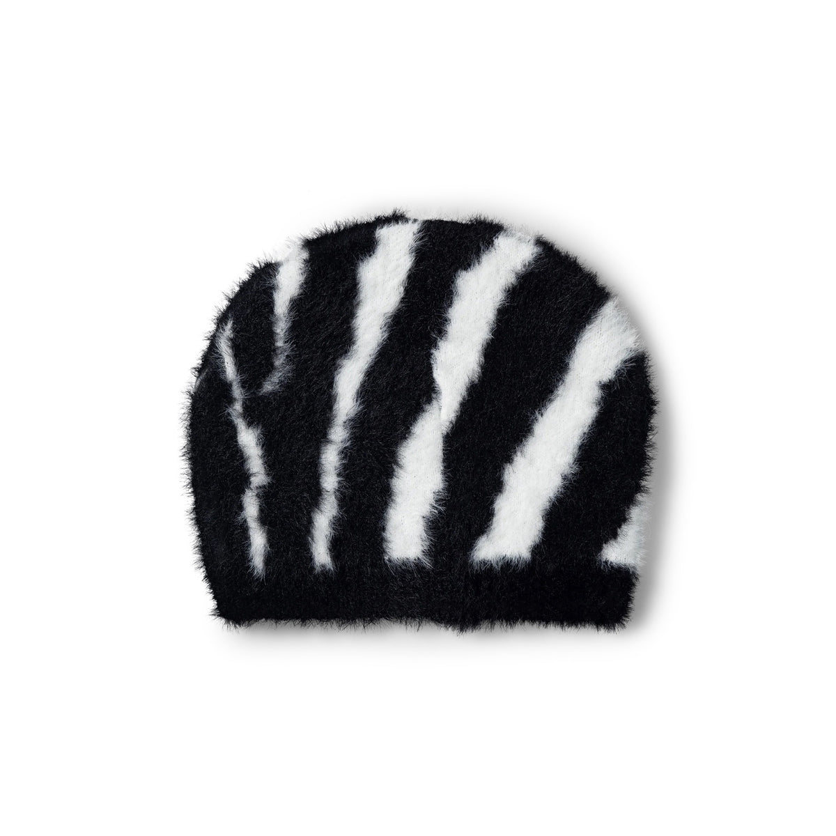 Brushed Zebra Skull Beanie - White