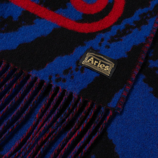 Column Zebra Wool Scarf - Blue
