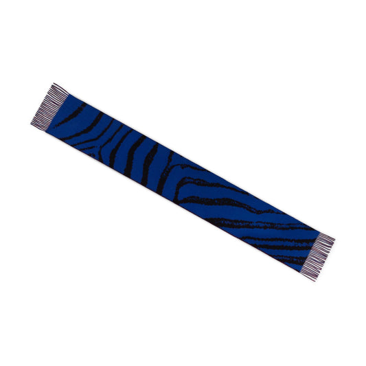 Column Zebra Wool Scarf - Blue