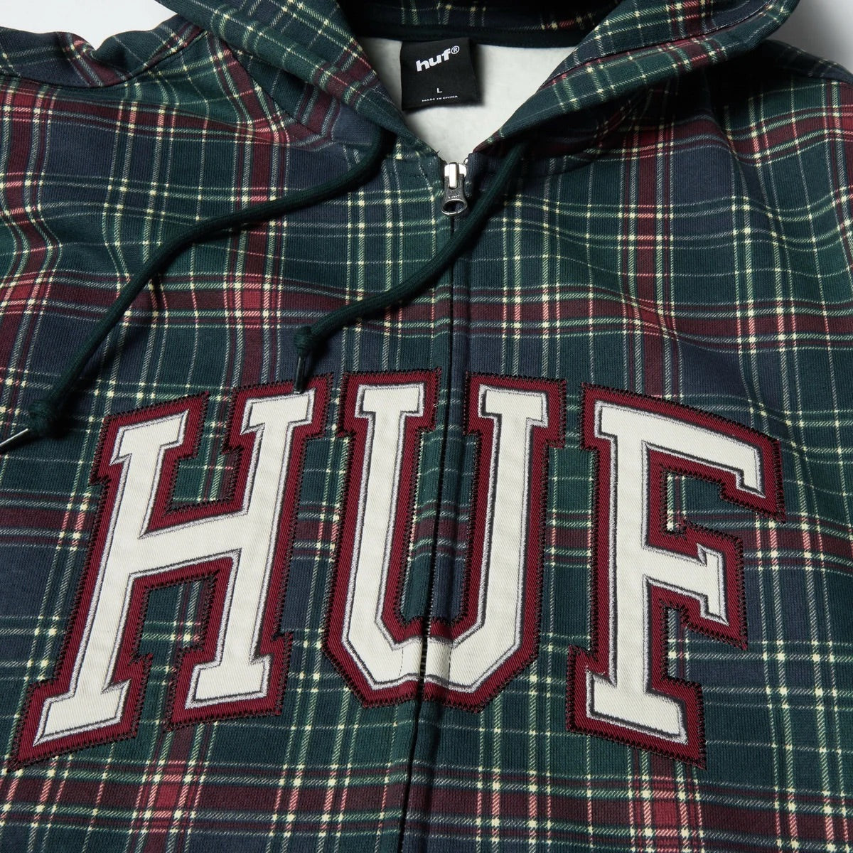 Arch Plaid FZ Heavyweight Hoodie - Forest