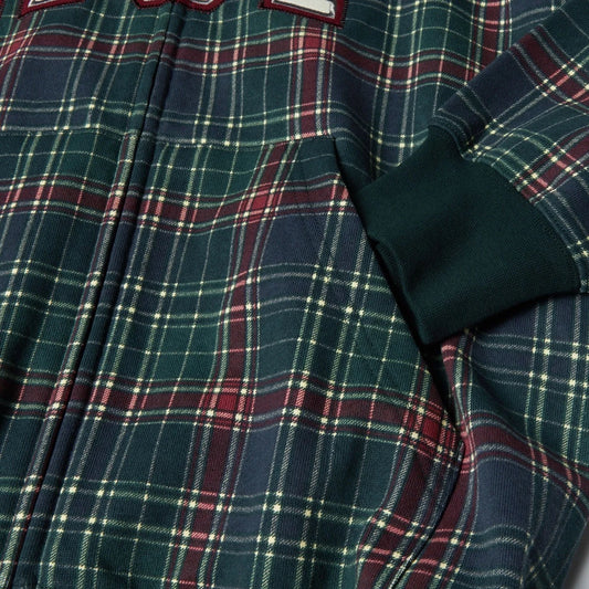 Arch Plaid FZ Heavyweight Hoodie - Forest