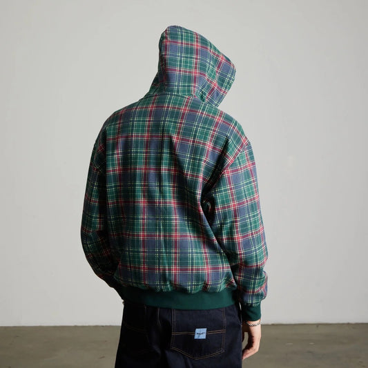 Arch Plaid FZ Heavyweight Hoodie - Forest