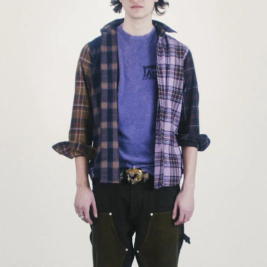 Overdyed Patchwork LS Shirt - Purple