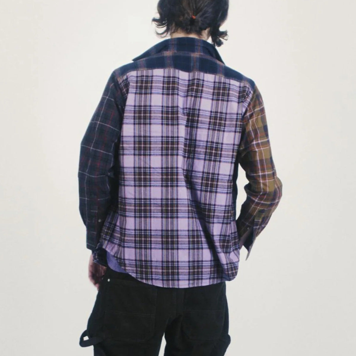Overdyed Patchwork LS Shirt - Purple