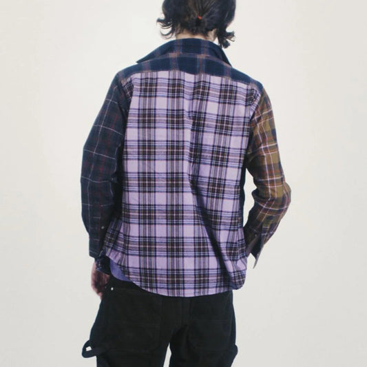 Overdyed Patchwork LS Shirt - Purple