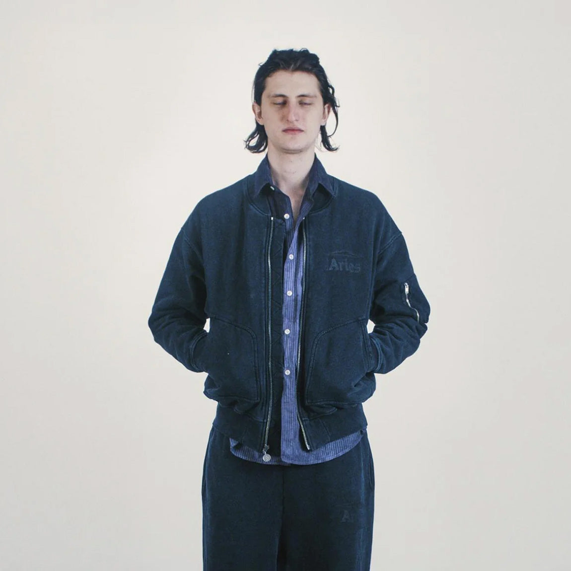 Premium Faded Temple Bomber - Black