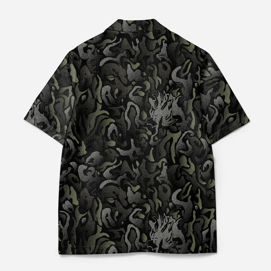 7084 DPM Koram Pointilist Camp Collar Shirt Black