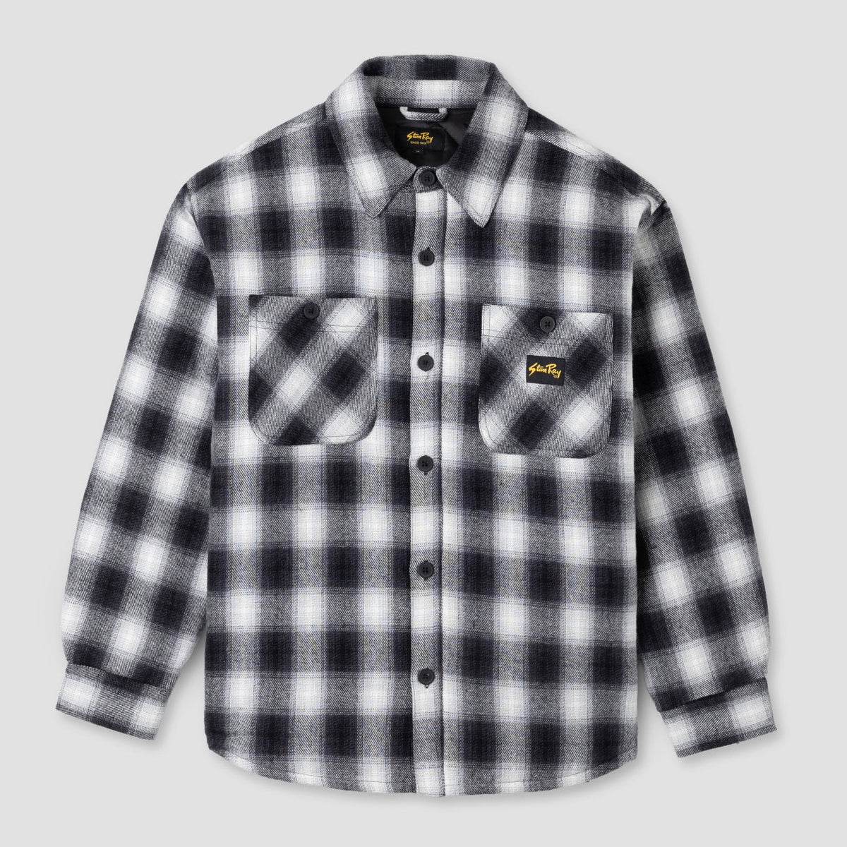Quilted Plaid Overshirt - Black