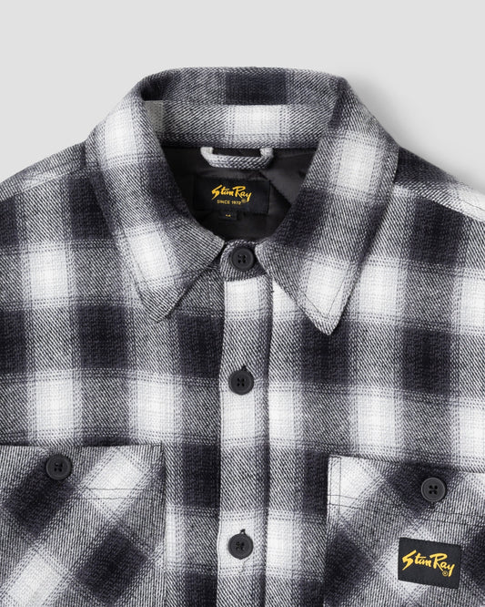 Quilted Plaid Overshirt - Black