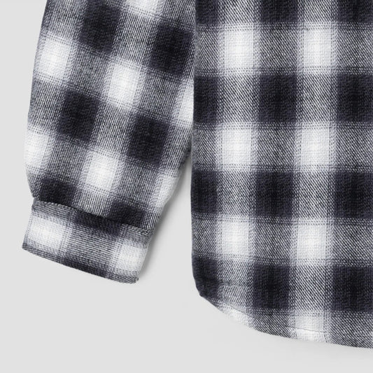 Quilted Plaid Overshirt - Black