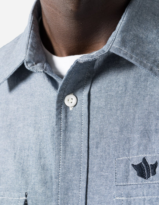 7711 Human Chambray Custom Shirt - Mid Blue