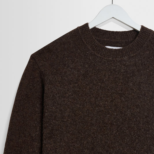 Wilde Crew Fluffy Wool Crewneck - Chocolate Brown