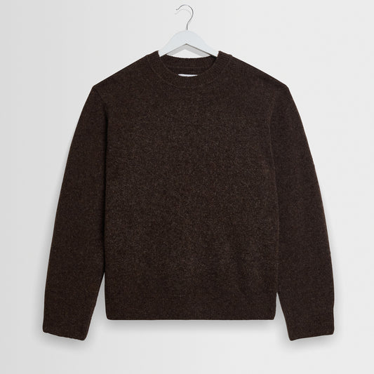 Wilde Crew Fluffy Wool Crewneck - Chocolate Brown