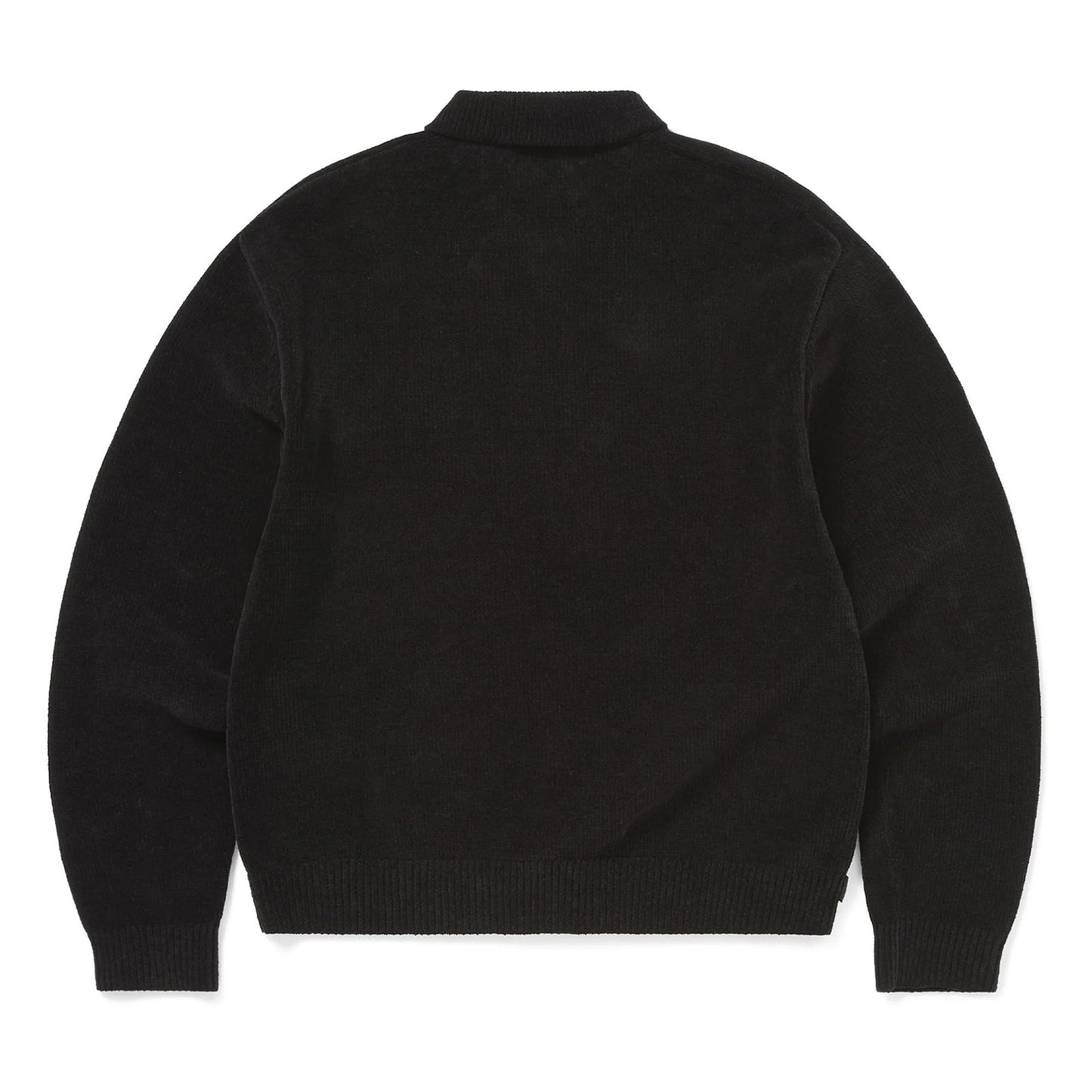 Argyle Zip Knit Cardigan - Black