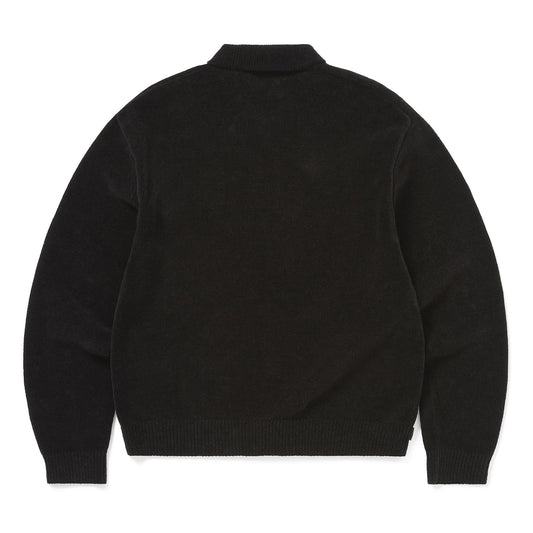 Argyle Zip Knit Cardigan - Black