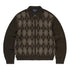 Argyle Zip Knit Cardigan - Brown