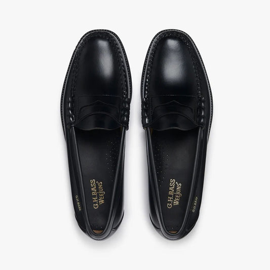 Easy Weejun Larson Flag Penny Loafers - Black Leather