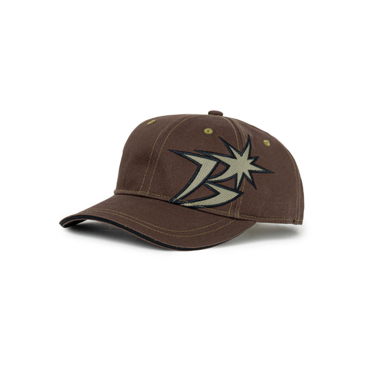B Logo Contrast Stitch 6-Panel Cap - Brown