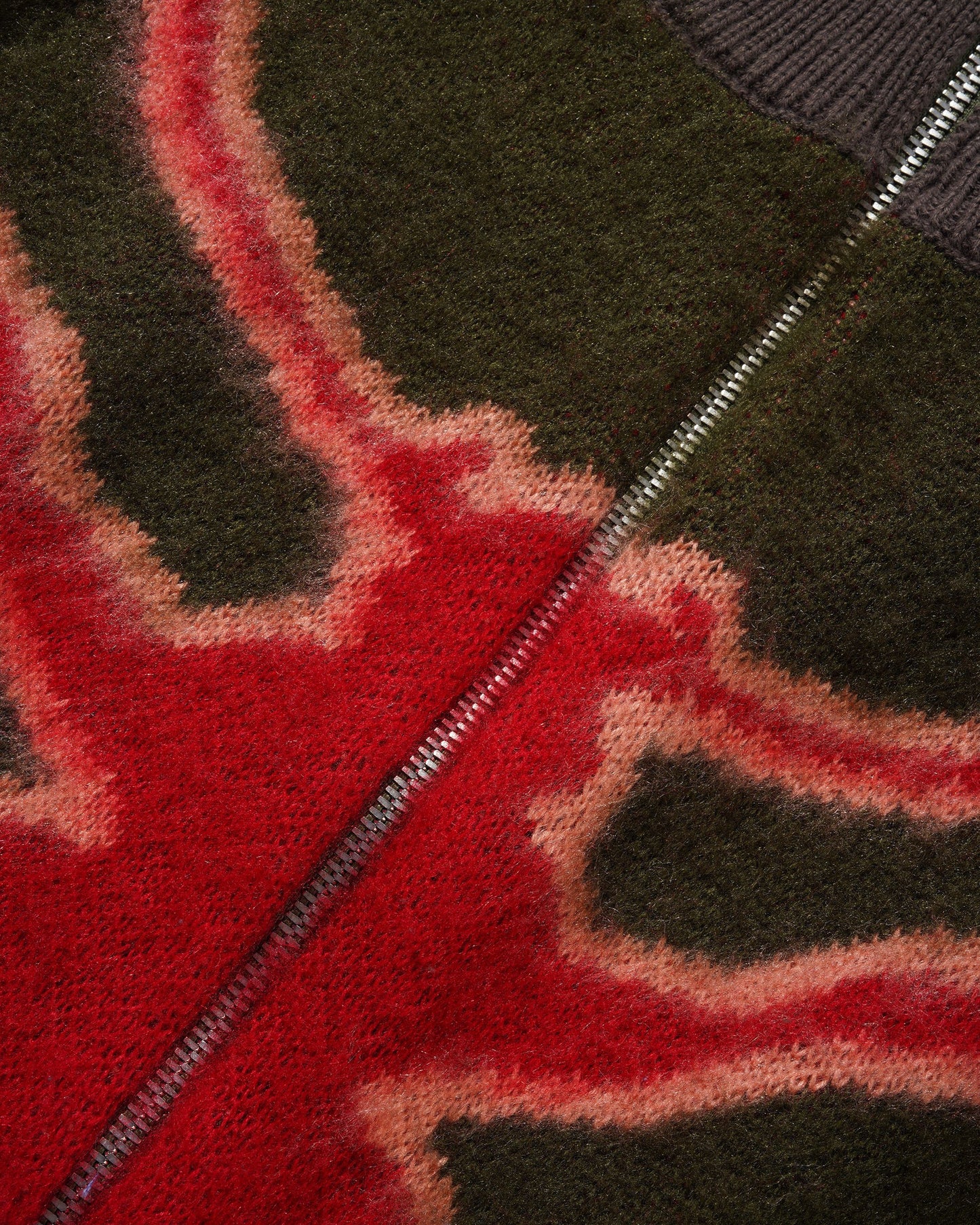 Beetle Zip-Thru Knit Sweater - Olive