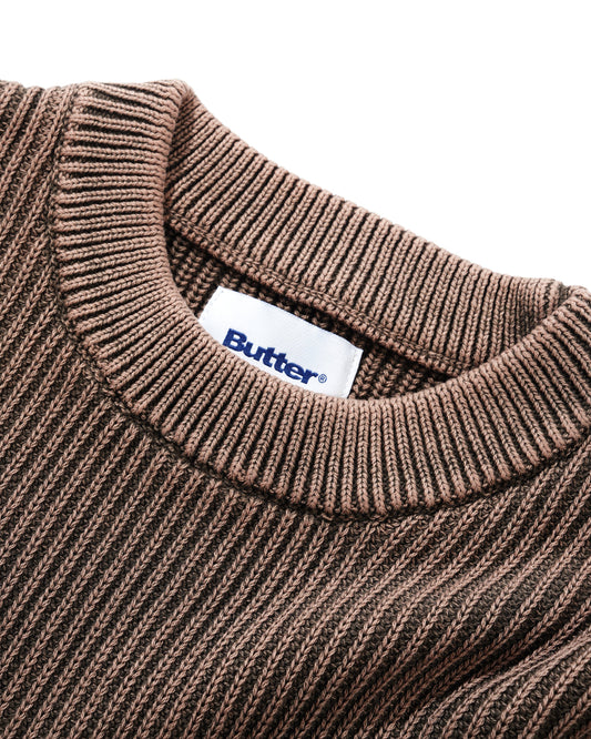 Bleach Knit Sweater - Brown