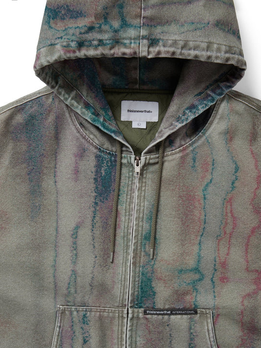 Blurred Hooded Jacket - Olive