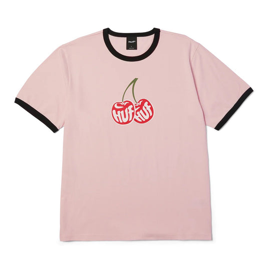 Cherries Ringer Tee - Dusty Pink