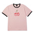 Cherries Ringer Tee - Dusty Pink