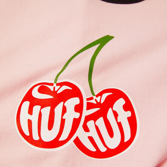 Cherries Ringer Tee - Dusty Pink