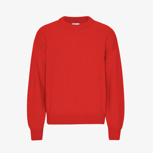 Oversized Merino Wool Crew - Red-Tangerine