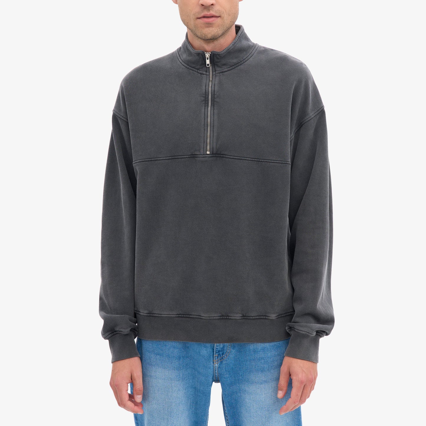 Organic Quarter Zip - Faded Black