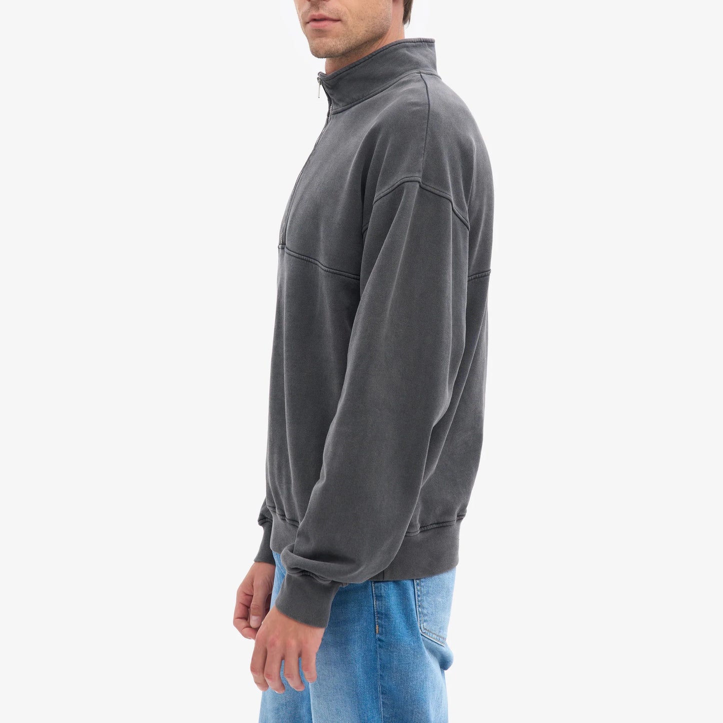 Organic Quarter Zip - Faded Black