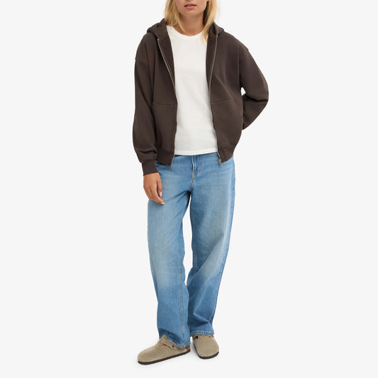 Organic Oversized Zip Hood - Coffee Brown