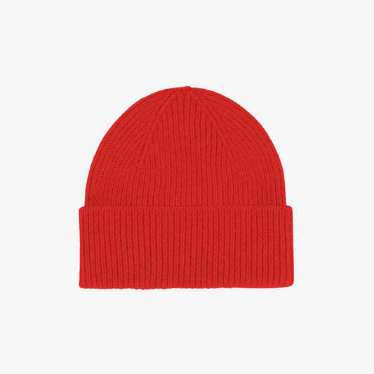 Merino Wool Beanie - Red Tangerine