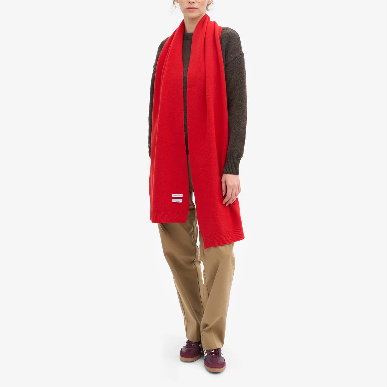 Merino Wool Scarf - Red Tangerine
