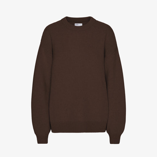 Oversized Merino Wool Crew - Coffee Brown