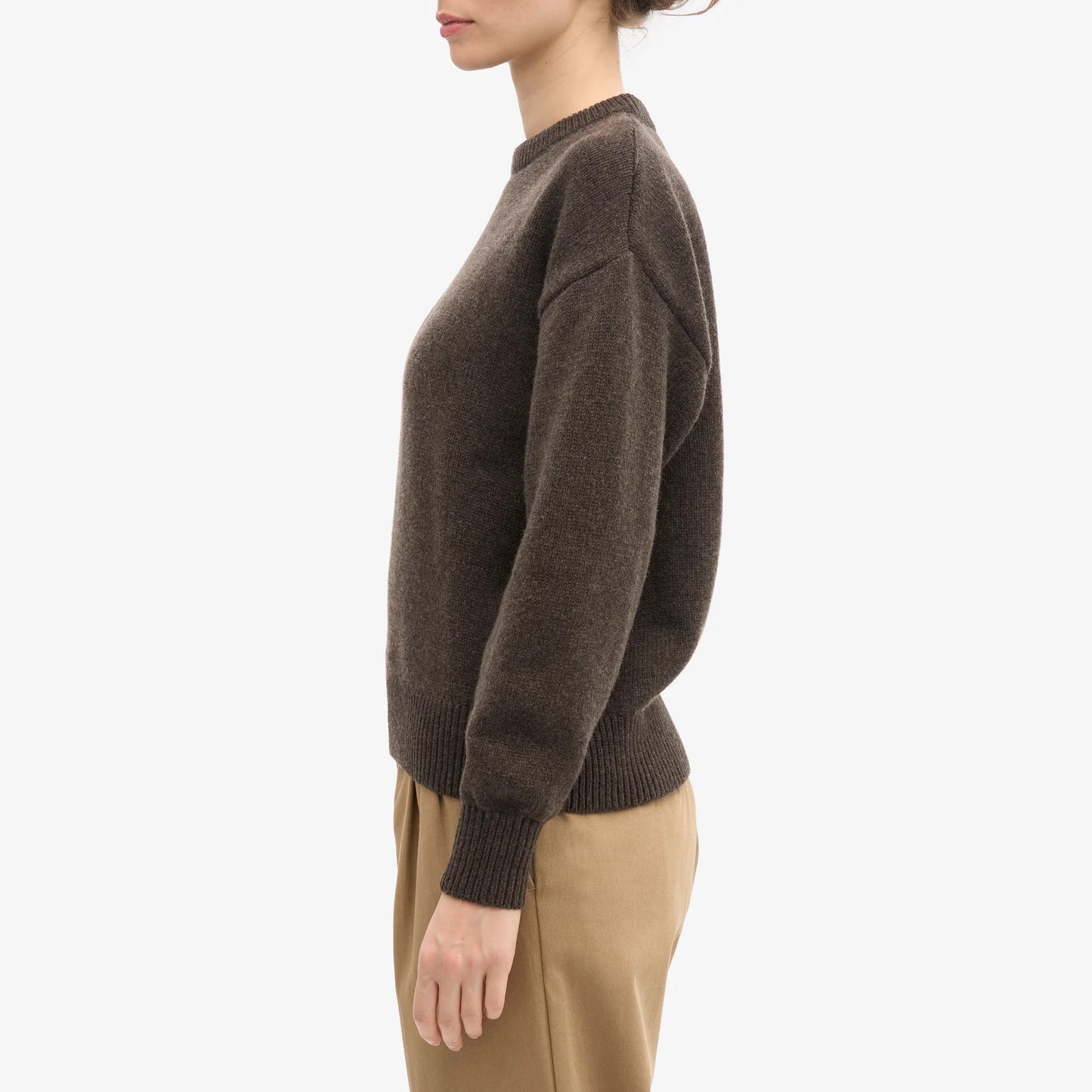 Oversized Merino Wool Crew - Coffee Brown