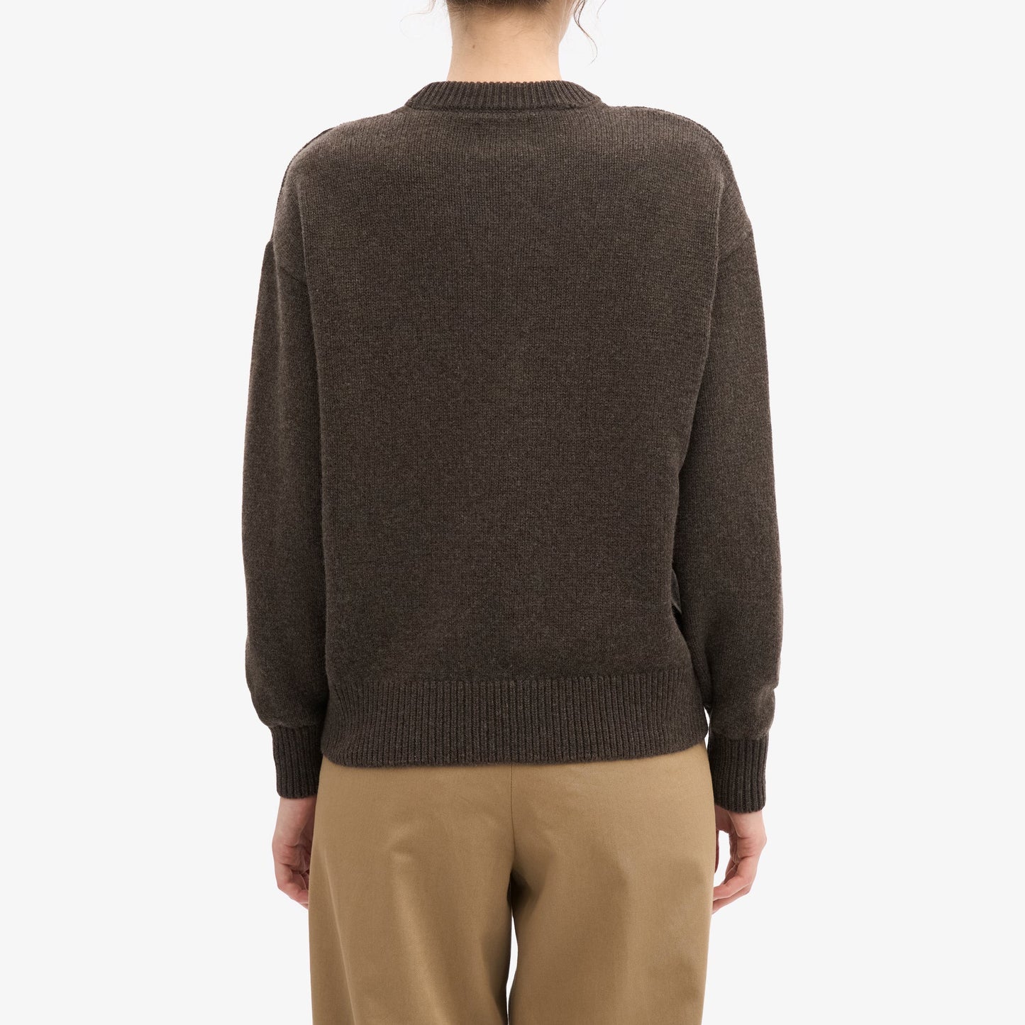 Oversized Merino Wool Crew - Coffee Brown