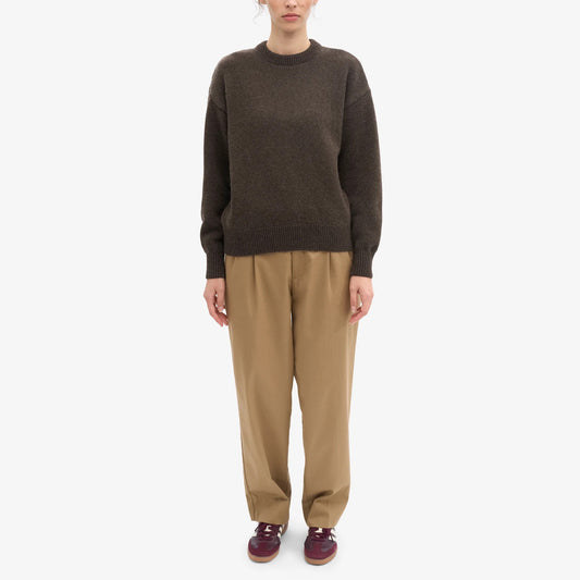 Oversized Merino Wool Crew - Coffee Brown
