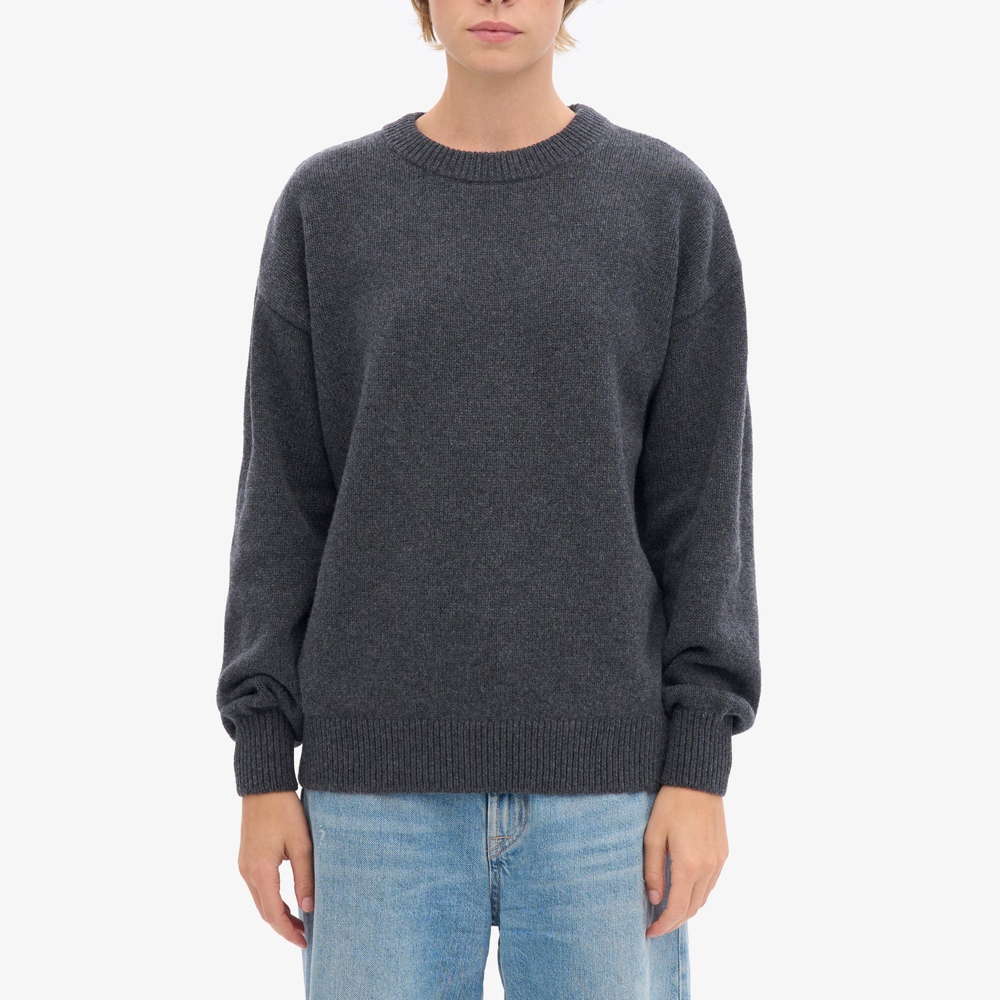 Oversized Merino Wool Crew - Lava Grey