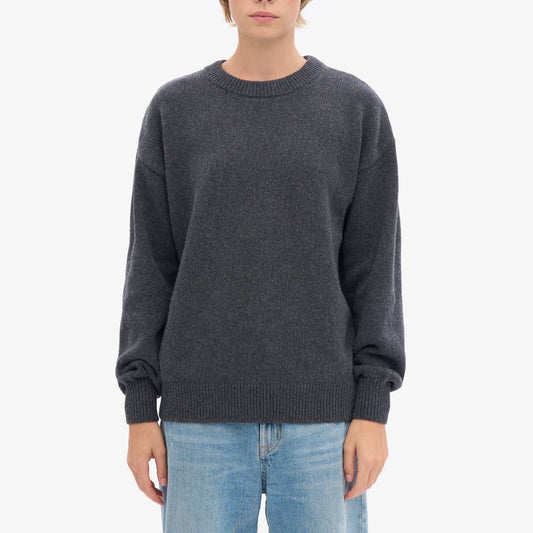 Oversized Merino Wool Crew - Lava Grey