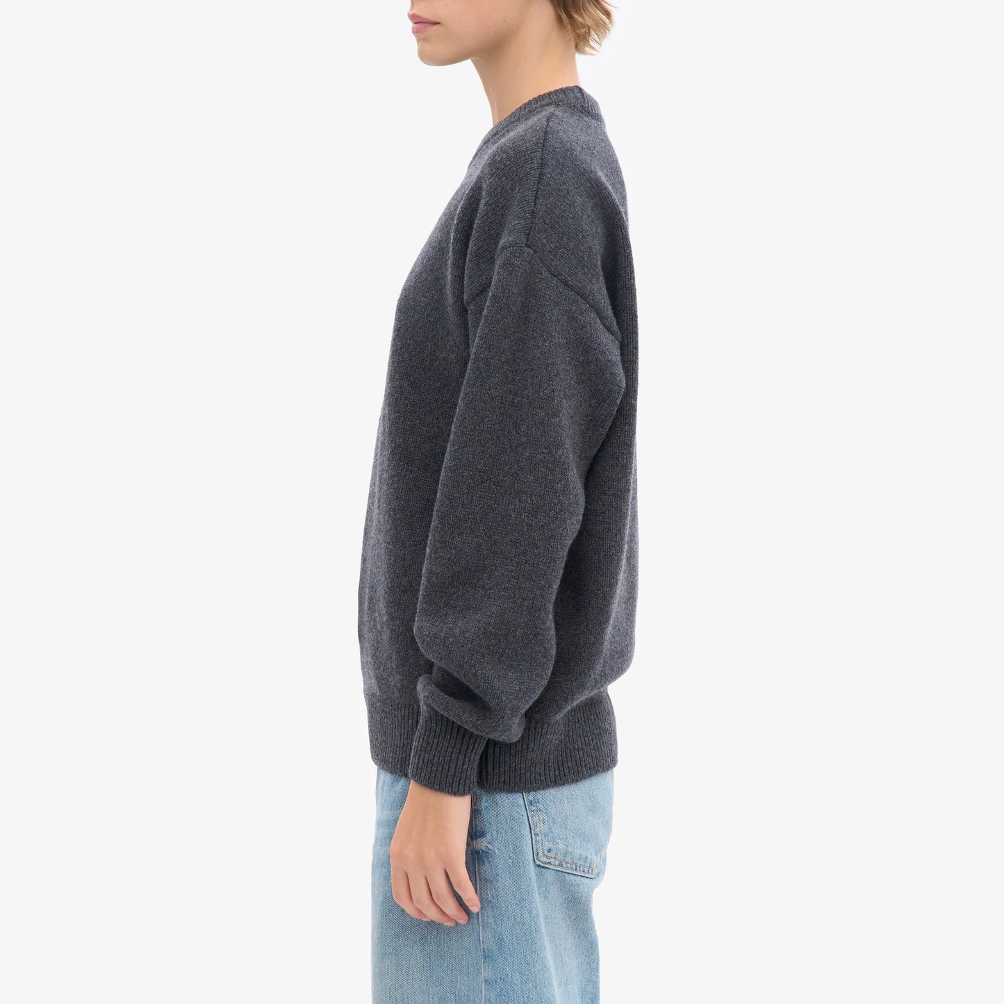 Oversized Merino Wool Crew - Lava Grey